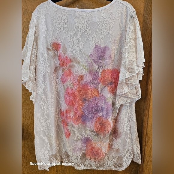 Brittany Black 1x  Flower Print Shirt - Picture 6 of 12